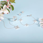 9ct White Gold White Mother of Pearl Eden Small Marquise Flower Necklace