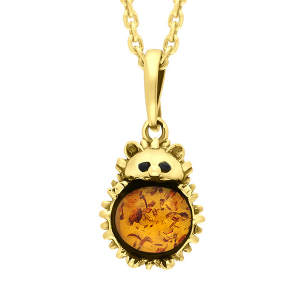 9ct Yellow Gold Amber Small Hedgehog Necklace P3495