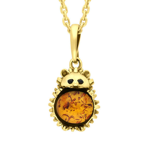 9ct Yellow Gold Amber Small Hedgehog Necklace P3495