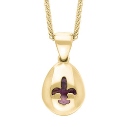 9ct Yellow Gold Blue John Fleur De Lis Pear Shape Necklace, P3645.
