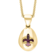 9ct Yellow Gold Blue John Fleur De Lis Pear Shape Necklace, P3645.