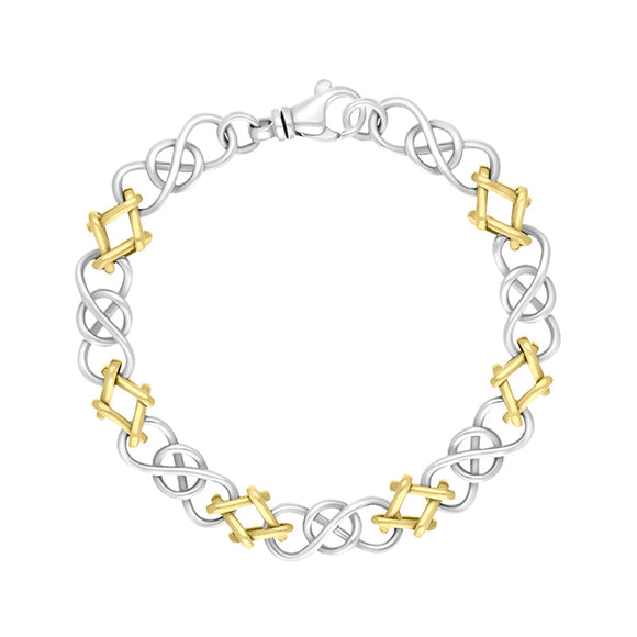 9ct Yellow Gold Sterling Silver Celtic Knot Handmade Bracelet C0121BR