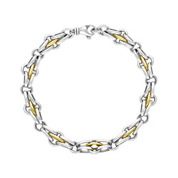 9ct Yellow Gold Sterling Silver Multi Link Cable Chain Bracelet C064BR