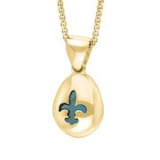 9ct Yellow Gold Turquoise Fleur De Lis Pear Shape Necklace