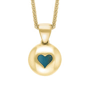 9ct Yellow Gold Turquoise Heart Disc Necklace