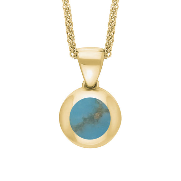9ct Yellow Gold Turquoise Star Disc Necklace