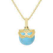 9ct Yellow Gold Turquoise Zodiac Gemini 10mm Bead Pendant, P3622.