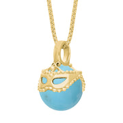 9ct Yellow Gold Turquoise Zodiac Gemini 10mm Bead Pendant, P3622.