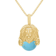 9ct Yellow Gold Turquoise Zodiac Leo 10mm Bead Pendant, P3626.