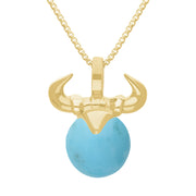 9ct Yellow Gold Turquoise Zodiac Taurus 10mm Bead Pendant, P3621.