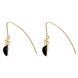9ct Yellow Gold Whitby Jet Bee Small Hook Earrings