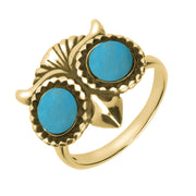 9ct Yellow Gold Turquoise Owl Eyes Ring, R855.