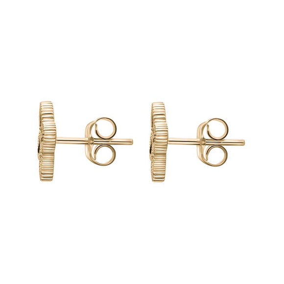 9ct Yellow Gold Whitby Jet Eden Marquise Flower Stud Earrings