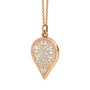 9ct Rose Gold Bauxite Flore Filigree Large Heart Necklace. P3631._2