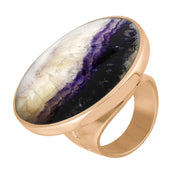 9ct Rose Gold Blue John Hallmark Large Round Ring. R611_FH.