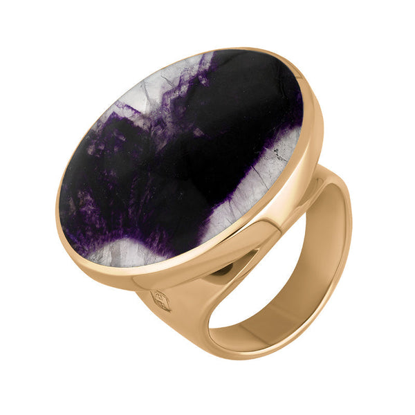 9ct Rose Gold Blue John Hallmark Medium Round Ring. R610_FH.