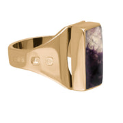 9ct Rose Gold Blue John Hallmark Small Oblong Ring