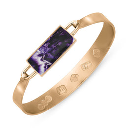 9ct Rose Gold Blue John Hallmark Wide Oblong Bangle, B030_FH