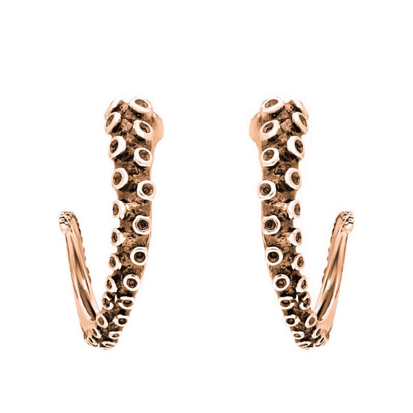 9ct Rose Gold Tentacle Hoop Earrings, E2460