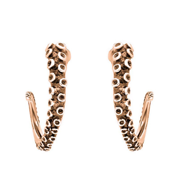 9ct Rose Gold Tentacle Hoop Earrings, E2460