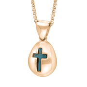 9ct Rose Gold Turquoise Cross Pear Shape Necklace
