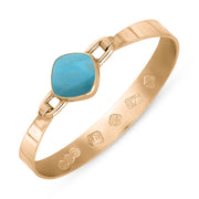 9ct Rose Gold Turquoise Hallmark Wide Cushion Bangle, B036_FH