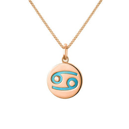 9ct Rose Gold Turquoise Zodiac Cancer Round Necklace, P3603.