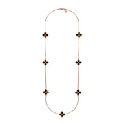 18ct Rose Gold Whitby Jet Bloom Long Flower Ball Edge Necklace, N1157
