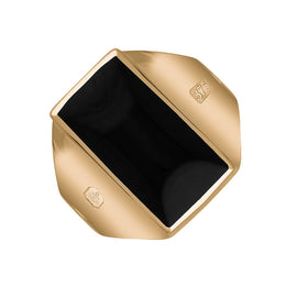 9ct Rose Gold Whitby Jet Hallmark Small Oblong Ring, R221_FH