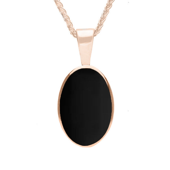 9ct Rose Gold Whitby Jet Oval Necklace. P019. 