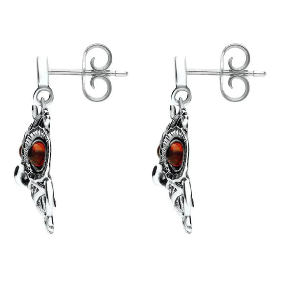 9ct White Gold Amber Orange Owl Stud Earrings E2329_2