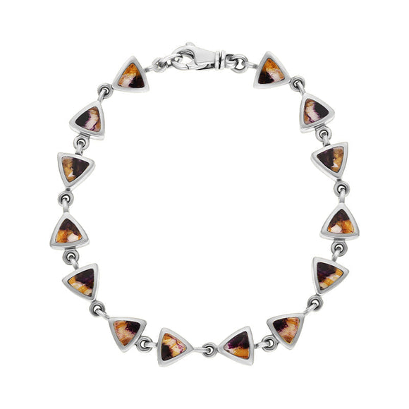 9ct White Gold Blue John Curved Triangle Bracelet B647