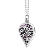 9ct White Gold Blue John Flore Filigree Large Heart Necklace. P3631._2