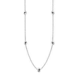 9ct White Gold Whitby Jet Cross Link Disc Chain Necklace, N748.