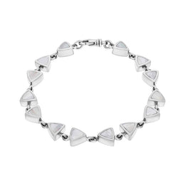 9ct White Gold White Mother of Pearl Curved Triangle Bracelet