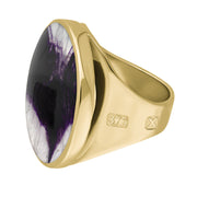 9ct Yellow Gold Blue John Hallmark Medium Round Ring