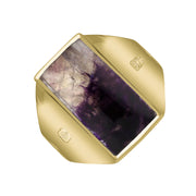 9ct Yellow Gold Blue John Hallmark Small Oblong Ring. R221_FH