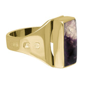 9ct Yellow Gold Blue John Hallmark Small Oblong Ring