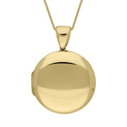 9ct Yellow Gold Round Locket Pendant Necklace D P229.