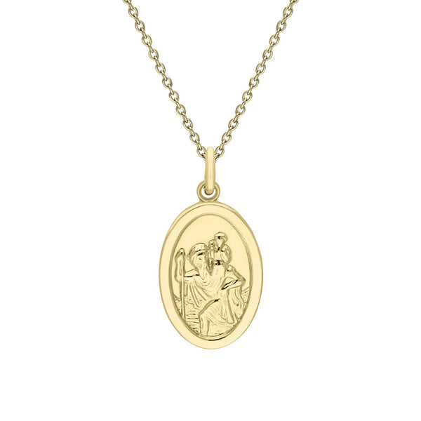 9ct Yellow Gold Small Oval Saint Christopher Necklace, CTC-267.