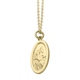 9ct Yellow Gold Small Oval Saint Christopher Necklace, CTC-267_2.