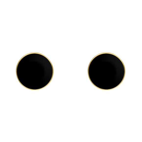 9ct Yellow Gold Sterling Silver Whitby Jet Stepping Stones Bead Cup Stud Earrings E1370