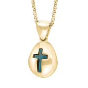 9ct Yellow Gold Turquoise Cross Pear Shape Necklace