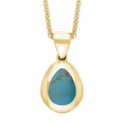 9ct Yellow Gold Turquoise Cross Pear Shape Necklace