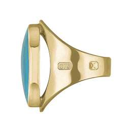 9ct Yellow Gold Turquoise Hallmark Medium Oval Ring