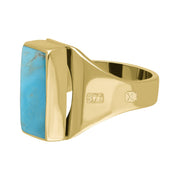 9ct Yellow Gold Turquoise Hallmark Small Oblong Ring