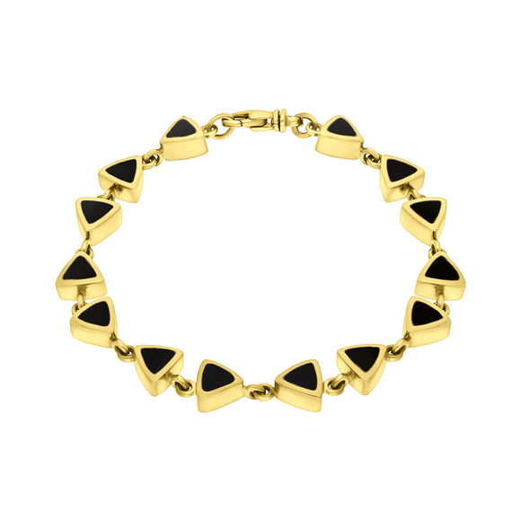 9ct Yellow Gold Whitby Jet Curved Triangle Bracelet