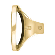 9ct Yellow Gold Whitby Jet Hallmark Large Round Ring