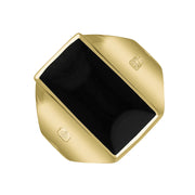 9ct Yellow Gold Whitby Jet Hallmark Small Oblong Ring, R221_FH