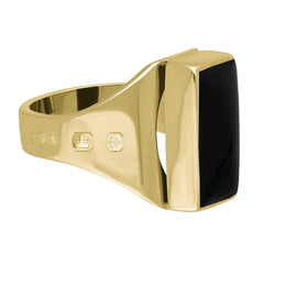 9ct Yellow Gold Whitby Jet Hallmark Small Oblong Ring
